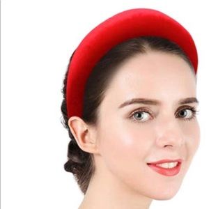 Padded red velvet headband